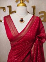 Tissue banarasi with diamond shaped small prints on full body with thin boarder