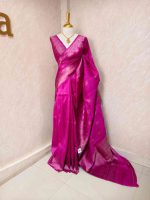 Tussar banarasi with small motifs on body and with semi circular and floral pattern on boarder - Image 3