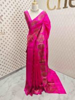 Tussar banarasi with dotted round buttas,big round brocade design - Image 3