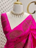 Tussar banarasi with dotted round buttas,big round brocade design - Image 2
