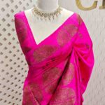 Tussar banarasi with dotted round buttas,big round brocade design