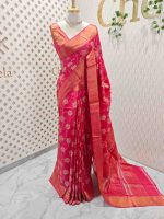 Tussar silk with random floral digital print and golden zari highlighting - Image 9