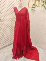 Chandheri with flower, leafy chicken kaari motif and crochet like pattern on border and pallu - Image 21