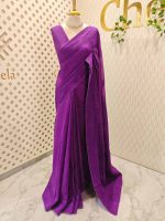 Chandheri with flower, leafy chicken kaari motif and crochet like pattern on border and pallu - Image 33