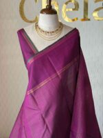 Kanjeevaram with check pattern and wide contrast border - Image 2