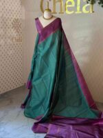 Kanjeevaram with check pattern and wide contrast border - Image 6