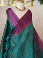 Kanjeevaram with check pattern and wide contrast border - Image 4
