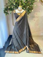 Kanjeevaram saree with a check pattern across the main body and complemented by a rich border and pallu - Image 12