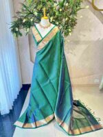 Kanjeevaram saree with a check pattern across the main body and complemented by a rich border and pallu - Image 3