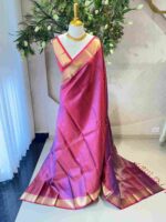 Kanjeevaram saree with a check pattern across the main body and complemented by a rich border and pallu - Image 6