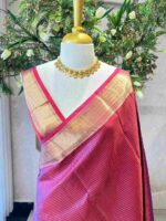 Kanjeevaram saree with a check pattern across the main body and complemented by a rich border and pallu - Image 4
