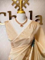 Kerala saree with orchid like flower print