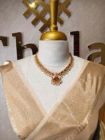 Kerala saree with orchid like flower print - Image 2