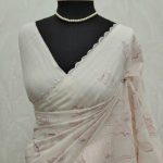 Kota silk with intricate floral applique work and vine pattern