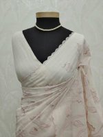 Kota silk with intricate floral applique work and vine pattern