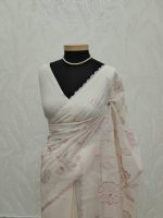 Kota silk with intricate floral applique work and vine pattern - Image 3