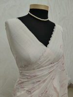 Kota silk with intricate floral applique work and vine pattern - Image 4