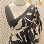 Soft silk with leafy printed pattern