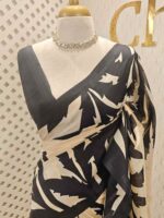 Soft silk with leafy printed pattern