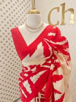Soft silk with leafy printed pattern - Image 4