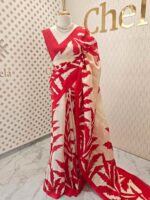 Soft silk with leafy printed pattern - Image 6