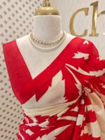 Soft silk with leafy printed pattern - Image 5