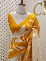 Soft silk with leafy printed pattern - Image 7