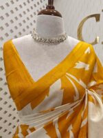 Soft silk with leafy printed pattern - Image 8