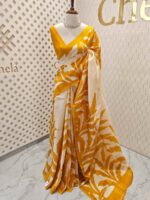 Soft silk with leafy printed pattern - Image 9
