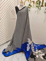 Soft silk with diagonal lines and big floral pattern - Image 5