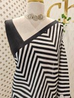 Soft silk with diagonal lines and big floral pattern - Image 7