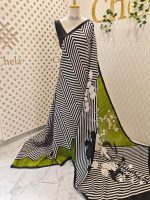 Soft silk with diagonal lines and big floral pattern - Image 8