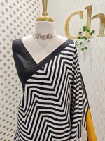 Soft silk with diagonal lines and big floral pattern