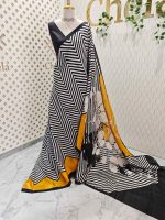 Soft silk with diagonal lines and big floral pattern - Image 3