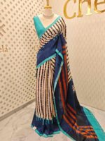 Soft silk with vertical animal print like pattern - Image 3