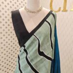 Soft silk with wavy lines and abstract like printed design