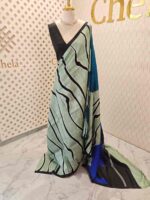 Soft silk with wavy lines and abstract like printed design - Image 3