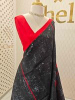 Soft silk with floral printed and geometric pattern - Image 2