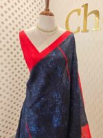Soft silk with floral printed and geometric pattern - Image 4
