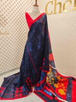 Soft silk with floral printed and geometric pattern - Image 6