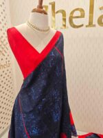 Soft silk with floral printed and geometric pattern - Image 5
