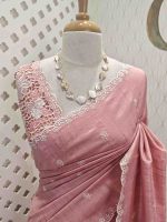 Semi Tussur saree with small motif all over the body and cut work on pallu along with scallop - Image 21