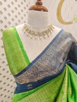 Tussar banarasi with double shade and flower buttas - Image 2