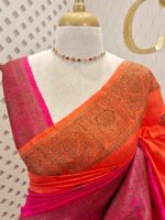 Tussar banarasi with double shade and flower buttas - Image 5