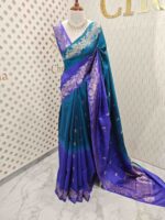 Tussar banarasi with double shade and flower plant like border design - Image 9
