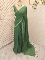 Tisse saree with stripes on the body along with sequins work - Image 27