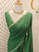 Tisse saree with stripes on the body along with sequins work - Image 25