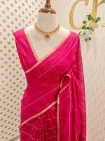 Tisse saree with stripes on the body along with sequins work - Image 4
