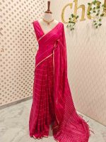 Tisse saree with stripes on the body along with sequins work - Image 6