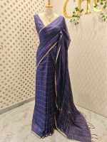 Tisse saree with stripes on the body along with sequins work - Image 3
